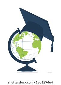 school graduation hat over white background vector illustration 