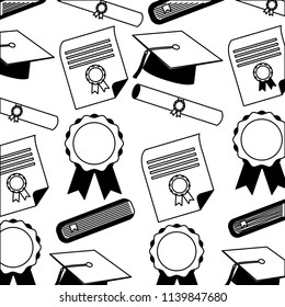 school graduation hat scroll diploma certificate pattern
