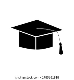 School Graduation Hat Silhouette. Education Concept. Vector Illustration