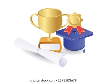 School graduation trophy infographic concept