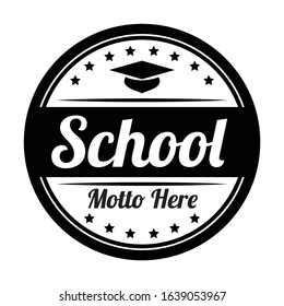 school graduation university campus vector retro badge logo with motto