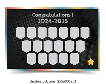 school graduiation photo frame collage over concrete black grunge texture abstract background vector illustration