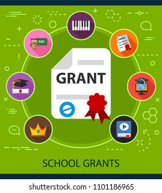 School grants flat icons concept. Vector illustration. Element template for design.