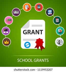 School grants flat icons concept. Vector illustration. Element template for design.