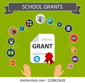 School grants flat icons concept. Vector illustration. Element template for design.