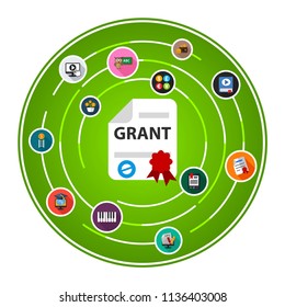 School grants flat icons concept. Vector illustration. Element template for design.