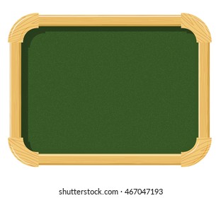 School green chalk board with wood texture on a white background. Free space for 
schoolwork. School supplies. Subject of the school interior. Stock vector illustration