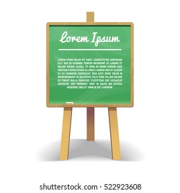 School green chalkboard with text. Isolated on a white background