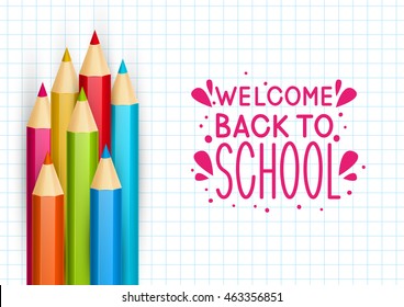 School greeting card with color pencils
