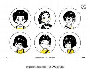 School Guys Characters Vector Illustration. Girls and Boys Collection. 