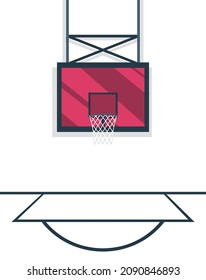 School gym equippment for kids active games and sport exercises. Basketball hoop and markup on the field