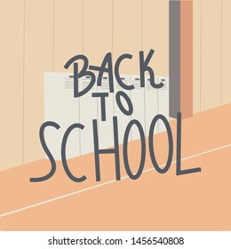 School hallway lockers on background and note back to school. Vector