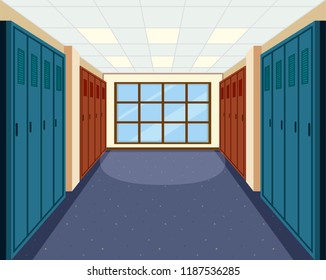 Ilustración de una plantilla de pasillo escolar