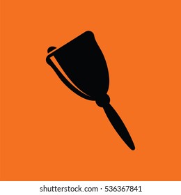 School hand bell icon. Orange background with black. Vector illustration.