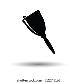 School hand bell icon. White background with shadow design. Vector illustration.