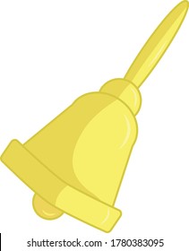 school hand bell yellow, vector illustration, flat