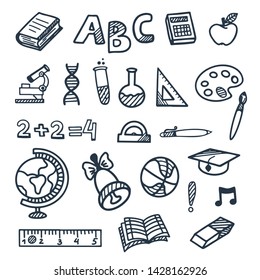 School hand draw doodle elements. Vector illustration
