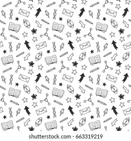 School hand drawn doodle seamless pattern. Vector illustration.