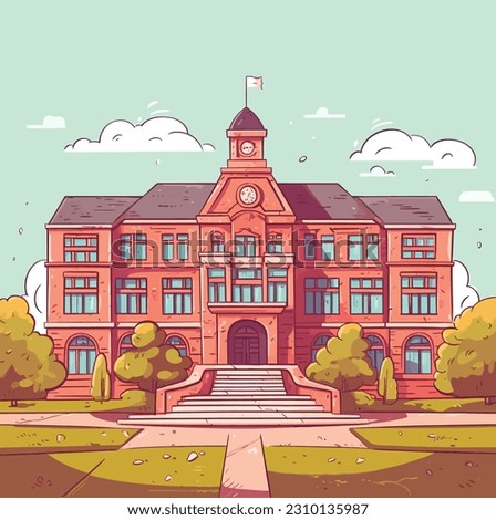 School Hand Drawn Educational College Building