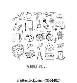 School hand drawn icon set