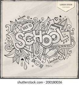 School hand lettering and doodles elements background. Vector illustration