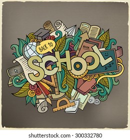 School hand lettering and doodles elements and symbols background. Vector hand drawn  illustration