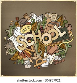 School hand lettering and doodles elements and symbols background. Vector hand drawn  illustration