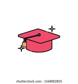 school hat graduation fill style icon vector illustration design