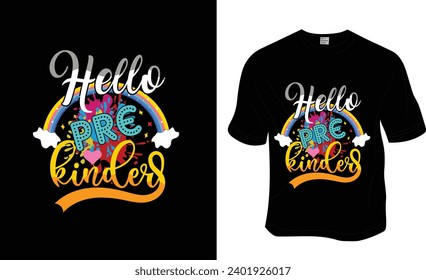 Schule, Hallo Vorkinder, Back-to-School T-Shirt Design. Bereit zum Drucken für Bekleidung, Plakat und Illustration. Modernes, einfaches, Buchstabieren.
