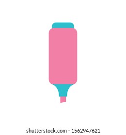 school highlighter pen flat style icon vector illustration design