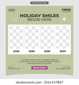 School holiday banner vector template for promotional media