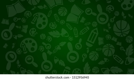 School horizontal background with school icons. Design for banner, flyer, invitation, poster or greeting card. Vector illustration