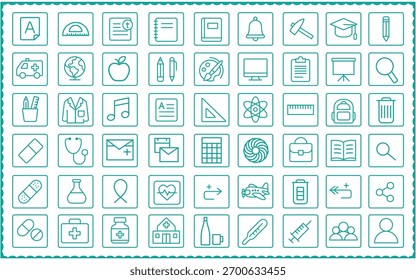 Icono de Vector de contorno de hospital escolar arte de símbolos en línea