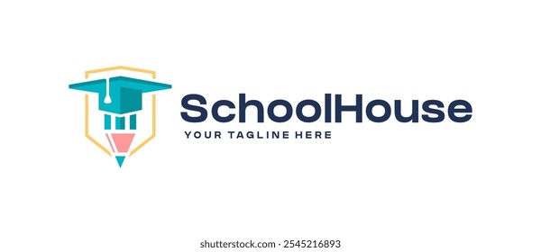 Schulhaus Konzept Logo. Bildungsthema passend für Schule, Hochschule, Universität