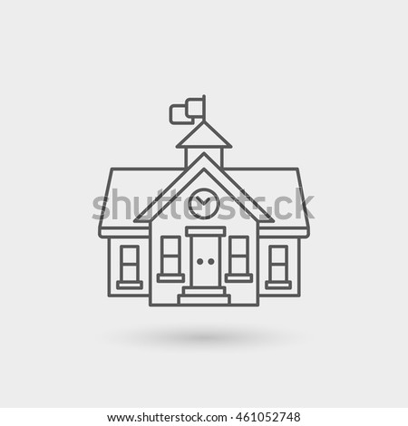 school house icon isolated. gray color with shadow