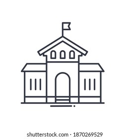 School house icon, linear isolated illustration, thin line vector, web design sign, outline concept symbol with editable stroke on white background.