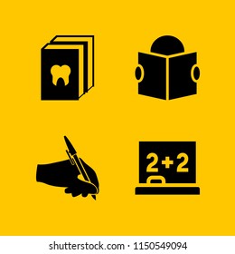 school icon. 4 school set with blackboard, write, book and ebook vector icons for web and mobile app