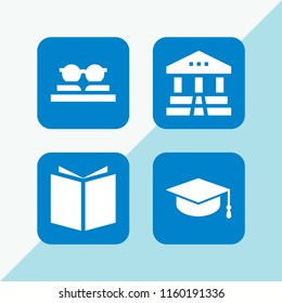 school icon. 4 school set with book, graduate cap and university vector icons for web and mobile app