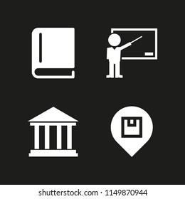 school icon. 4 school set with marker, book, history and teacher vector icons for web and mobile app