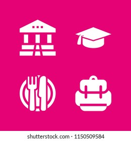 school icon. 4 school set with student, university, backpack and lunch vector icons for web and mobile app