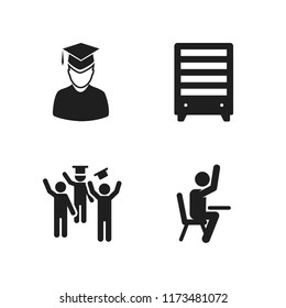 school icon. 4 school vector icons set. student, graduate and bookshelf icons for web and design about school theme