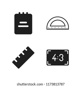 school icon. 4 school vector icons set. aspect, note pad and ruler icons for web and design about school theme