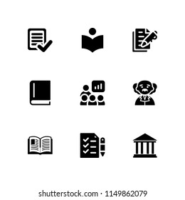 school icon. 9 school set with pen, test, book and physics vector icons for web and mobile app