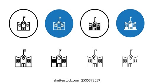 School icon Black line art vector logo set