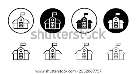 School icon Black and white outline vector
