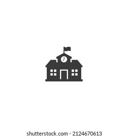 School Icon Black and White Vector Graphic