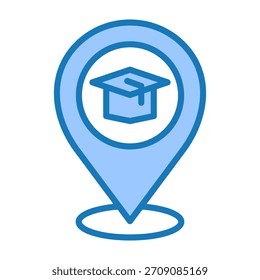Ícone Escola Azul Dualtone Design Vetor Ilustração