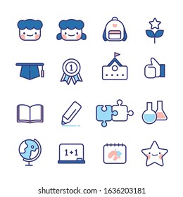 school icon book blue design