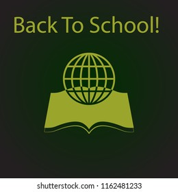 School icon with book and globe