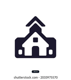 school icon. Buildings icon. Bank, Hotel, Courthouse, City, Real estate, Hospital, house, museum, city skyscraper icons, Vector illustration.